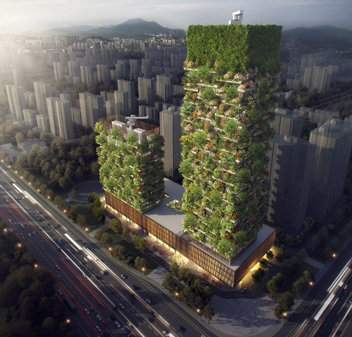 Hai tòa tháp phủ kín cây xanh sắp hoàn thành ở TP.Nam Kinh, Trung Quốc